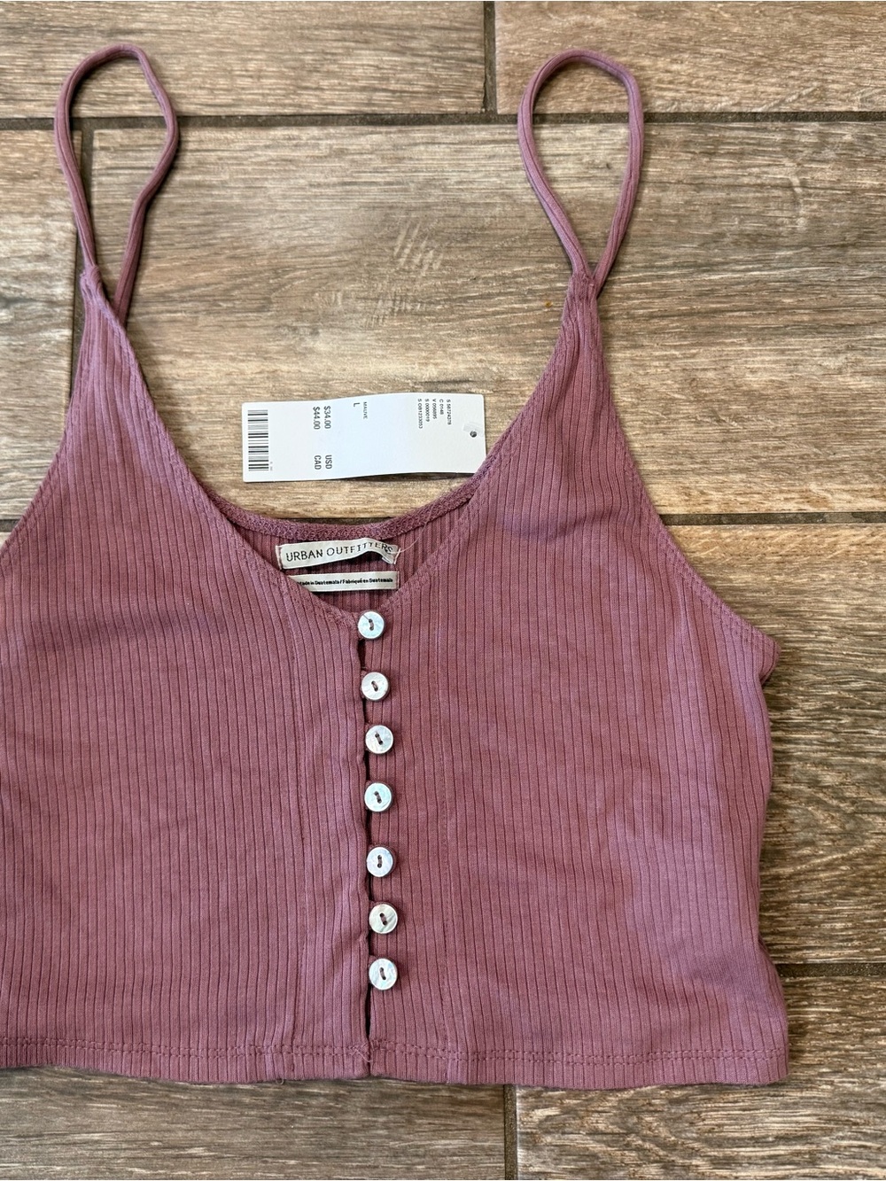 Urban Outfitters Ribbed Button Front Tank Top Pink Large NWT
